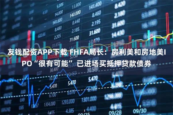 友钱配资APP下载 FHFA局长：房利美和房地美IPO“很有可能” 已进场买抵押贷款债券