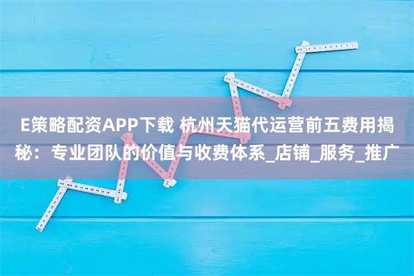 E策略配资APP下载 杭州天猫代运营前五费用揭秘：专业团队的价值与收费体系_店铺_服务_推广